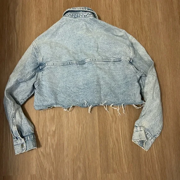 Zara Light Blue Cropped Denim Jacket - Picture 2 of 3